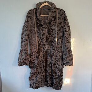 Gray and Black Graphic Coat